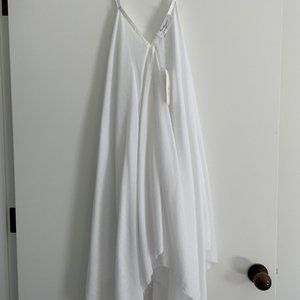 Loup Charmant Cover-Up Swallowtail Dress White Raw Hem Sheer NWT